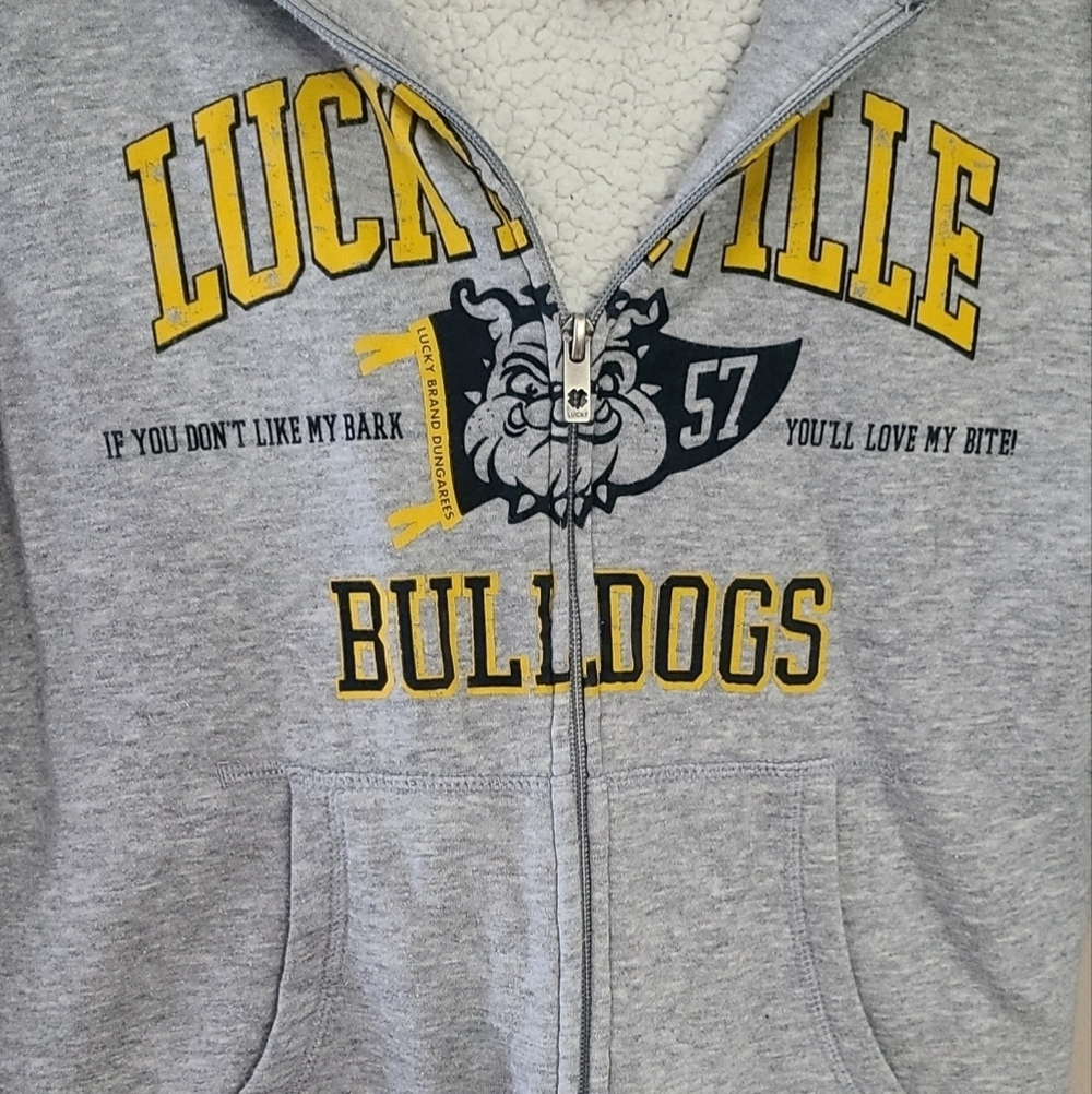 Boys Lucky Brand Gray Full Zip Sherpa Lined Hoodie Size Medium - Picture 3 of 5